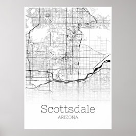 Póster Mapa de Scottsdale - Arizona - Poster de mapas de 