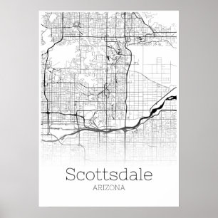 Póster Mapa de Scottsdale - Arizona - Poster de mapas de 