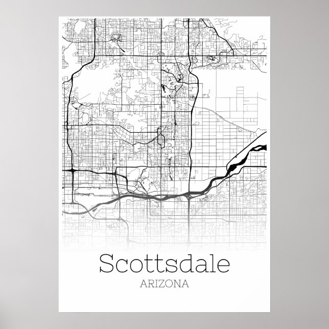 Póster Mapa de Scottsdale - Arizona - Poster de mapas de  (Frente)