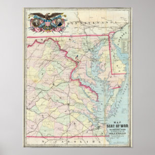 Póster Mapa de Seat de la guerra