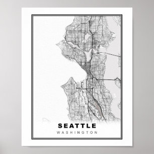 Póster Mapa de Seattle