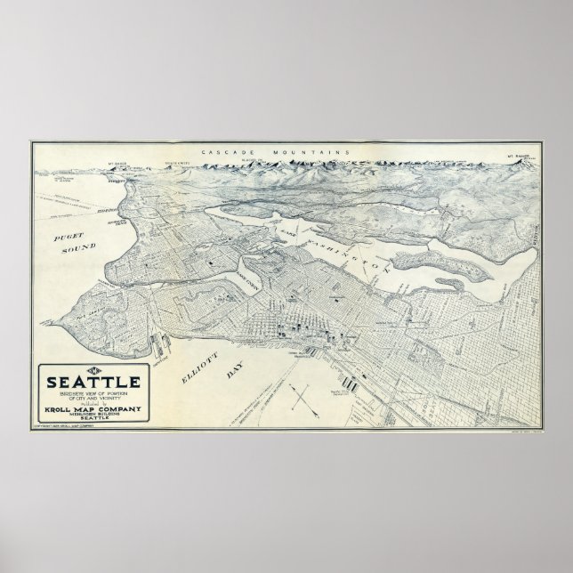 PÓSTER MAPA DE SEATTLE 1925 (Frente)