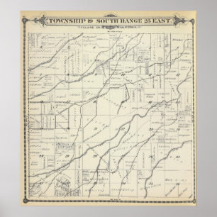 Póster Mapa de sección del condado de Tulare T19S R25E