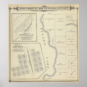 Póster Mapa de sección del condado de Tulare T22S R22E