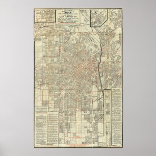 Póster Mapa de seguridad y tren urbano en Los Ángeles
