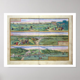 Póster Mapa de Sevilla, de Cádiz, y de Málaga, de