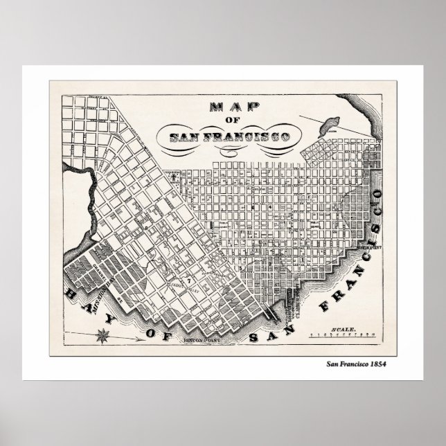 Póster Mapa de SF de 1854 (Frente)