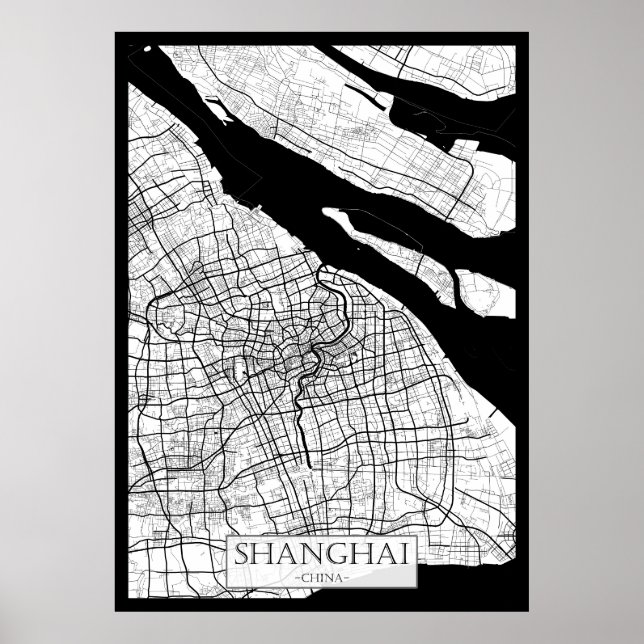 Póster Mapa de Shanghái China (Frente)