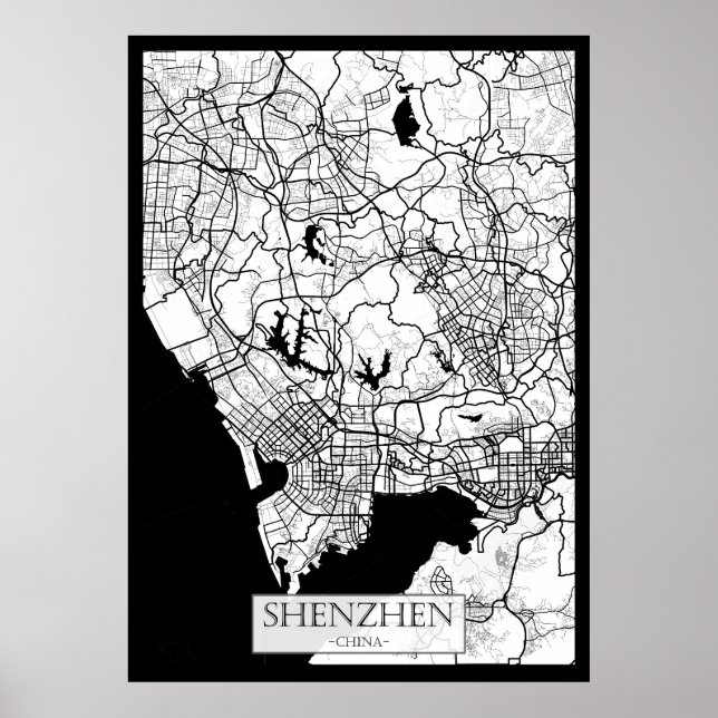 Póster Mapa de Shenzhen China (Frente)