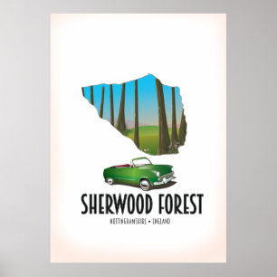 Póster Mapa de Sherwood Forest Nottinghamshire