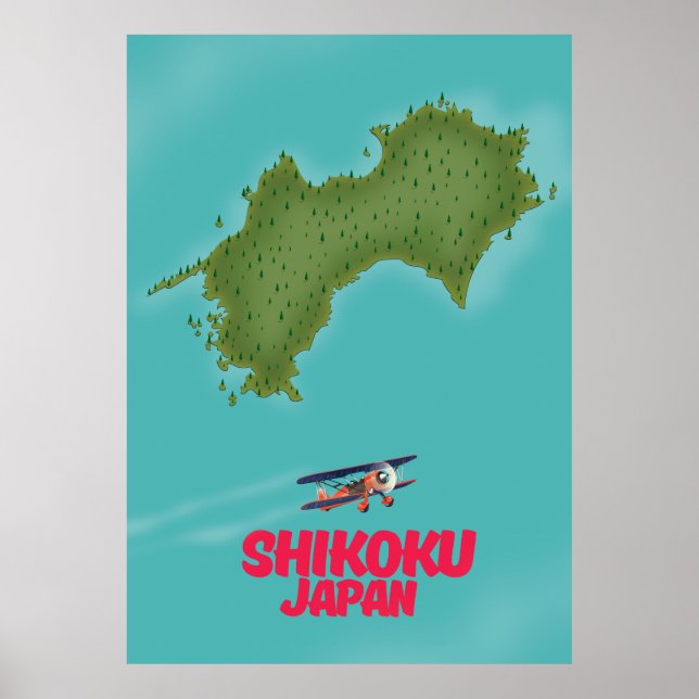 Póster Mapa de Shikoku Japón (Frente)