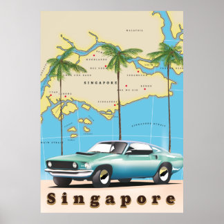 Póster mapa de Singapur