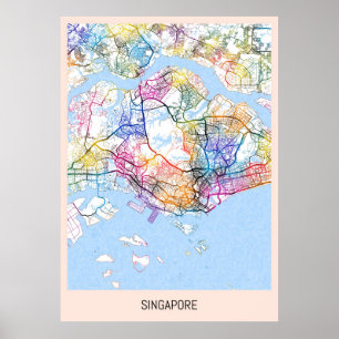 Póster Mapa de Singapur