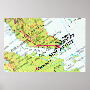 Póster Mapa de Singapur