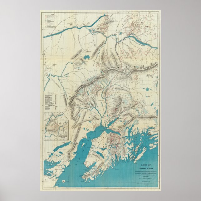 Póster Mapa de Sleem del centro de Alaska (Frente)