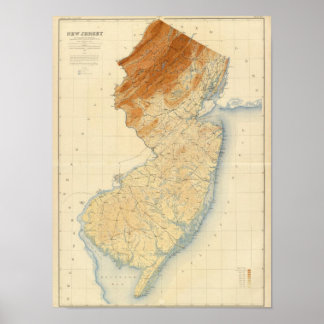 Póster Mapa de Socorro de Nueva Jersey