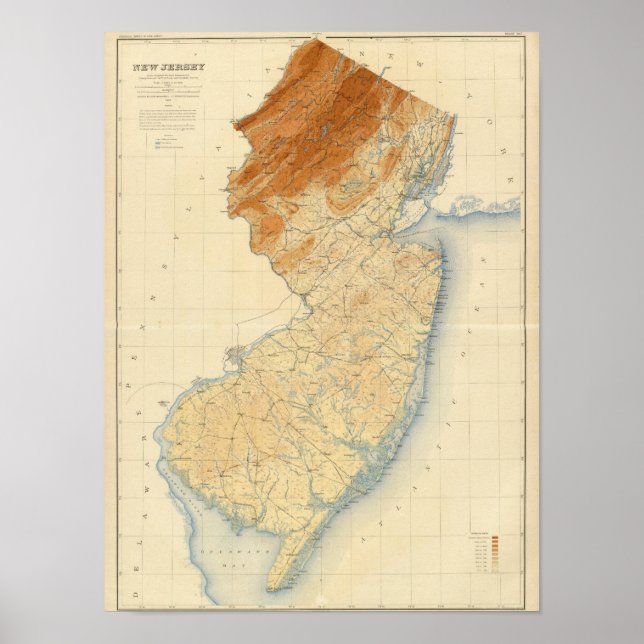 Póster Mapa de Socorro de Nueva Jersey (Frente)