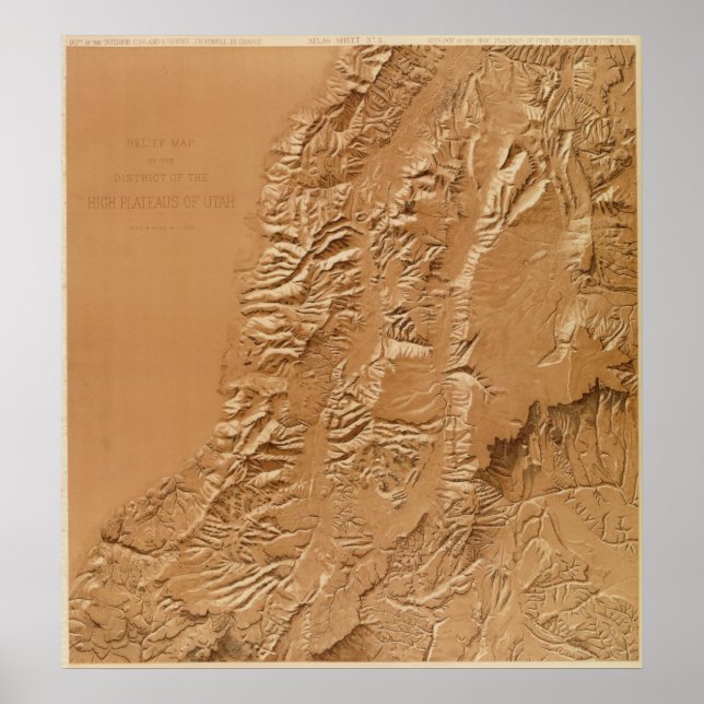 Póster Mapa de socorro de Utah (Frente)