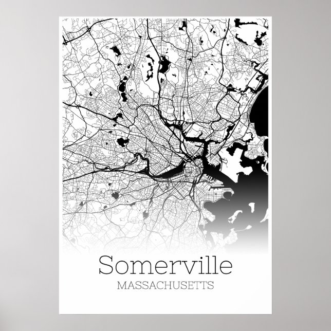 Póster Mapa de Somerville - Massachusetts - Poster de Map (Frente)