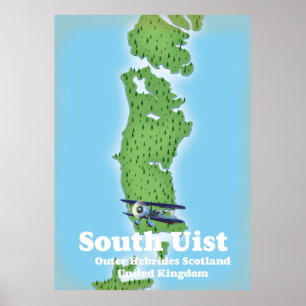 Póster Mapa de South Uist Hébridas Exteriores Escocia