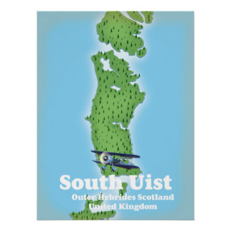 Póster Mapa de South Uist Hébridas Exteriores Escocia