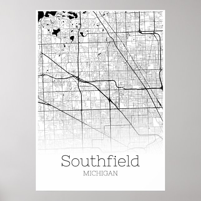 Póster Mapa de Southfield - Michigan - Poster del Mapa de (Frente)