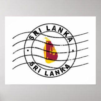 Póster Mapa de Sri Lanka, sello postal de pasaporte