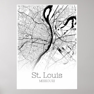 Póster Mapa de St. Louis - Missouri - Poster de mapas de 