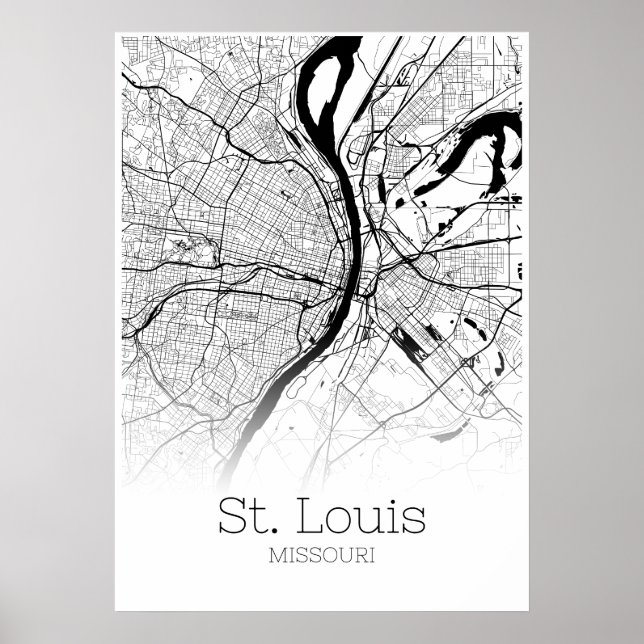 Póster Mapa de St. Louis - Missouri - Poster de mapas de  (Frente)