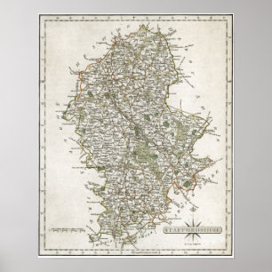 PÓSTER MAPA DE STAFFORDSHIRE, 1793