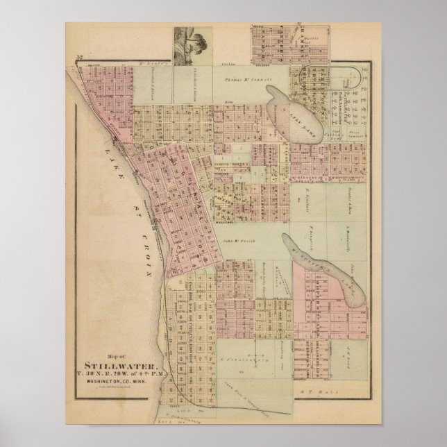 Póster Mapa de Stillwater, condado de Washington, Minneso (Frente)
