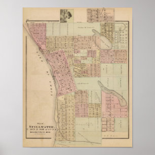Póster Mapa de Stillwater, el condado de Washington,