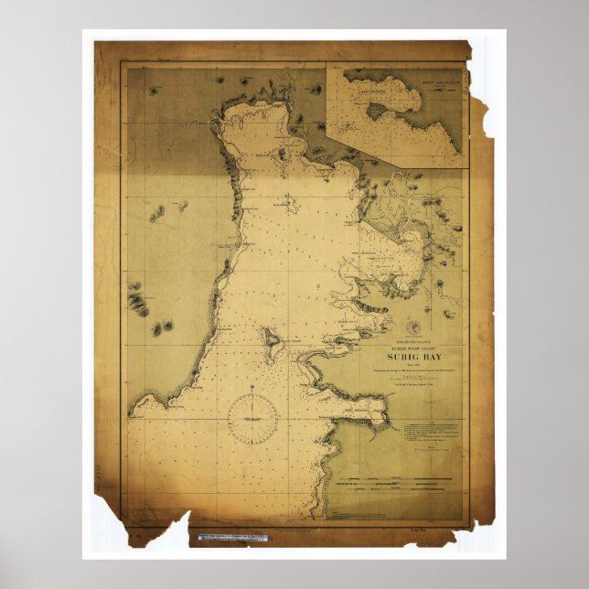 Póster Mapa de Subig (Subic) Bay Luzon Philippines 1902 (Frente)