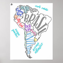Póster Mapa de Sudamérica