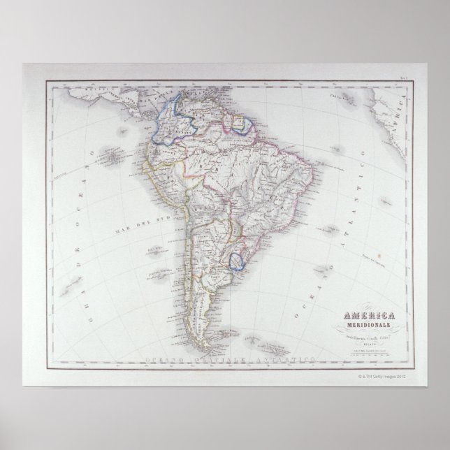 Póster Mapa de Sudamérica (Frente)
