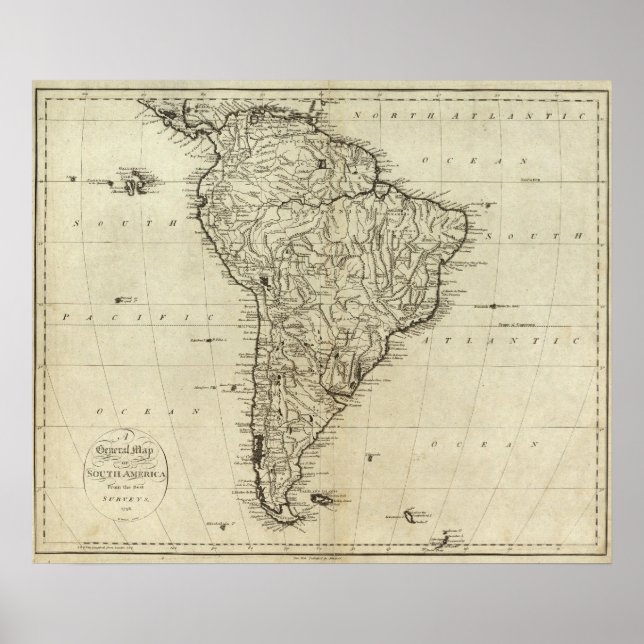 Póster Mapa de Sudamérica (Frente)