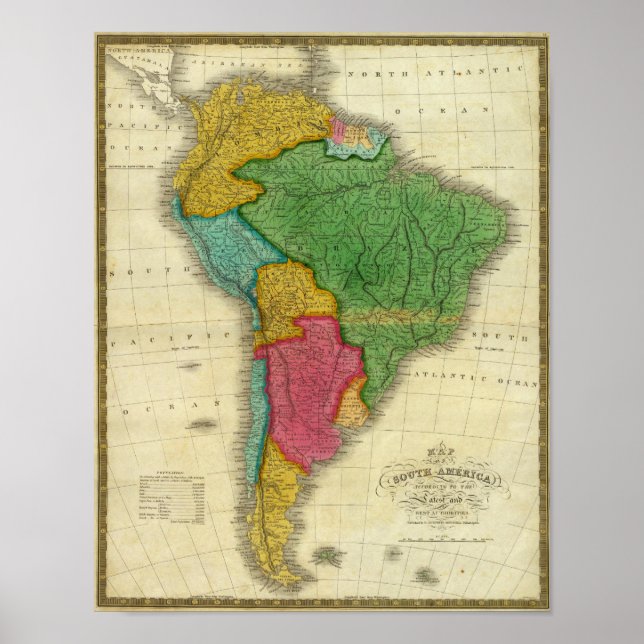 Póster Mapa de Sudamérica 3 (Frente)