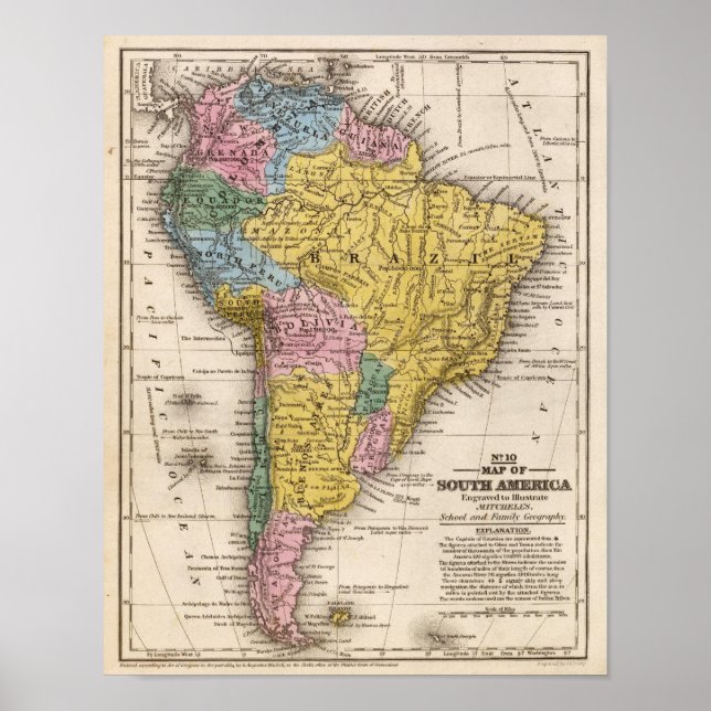 Póster Mapa de Sudamérica 5 (Frente)