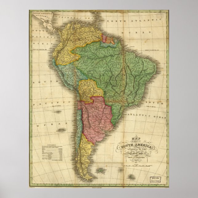 Póster Mapa de Sudamérica de 1826 (Frente)
