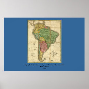 Póster Mapa de Sudamérica de 1826 de Anthony Finley