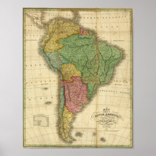 Póster Mapa de Sudamérica de 1826 de Anthony Finley