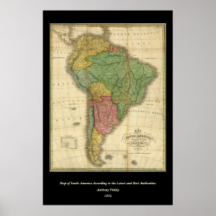 Póster Mapa de Sudamérica de 1826 de Anthony Finley