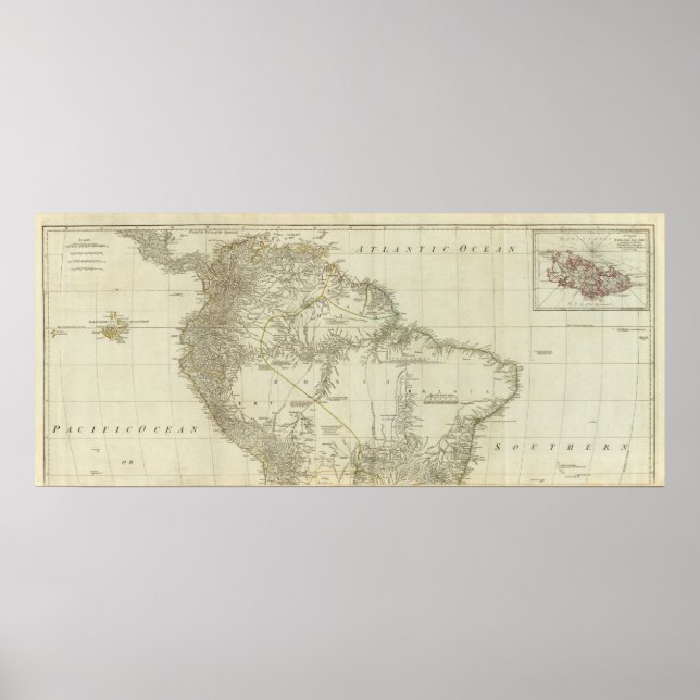 Póster Mapa de Sudamérica, sección norte (Frente)