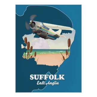 Póster Mapa de Suffolk East Anglia