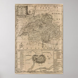 Póster Mapa de Suiza