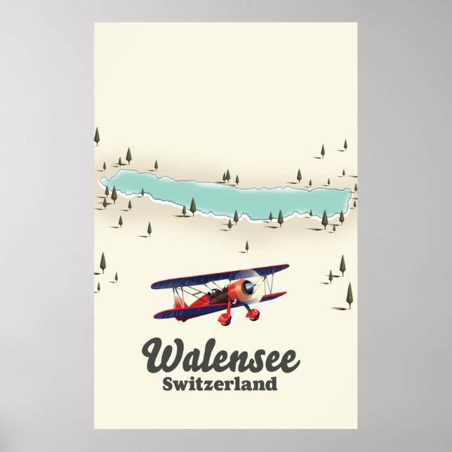 Póster mapa de suiza del lago Walensee (Frente)