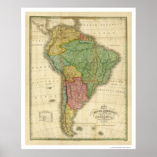 Póster Mapa de Suramérica de Finley 1826