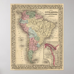 Póster Mapa de Suramérica de Mitchell