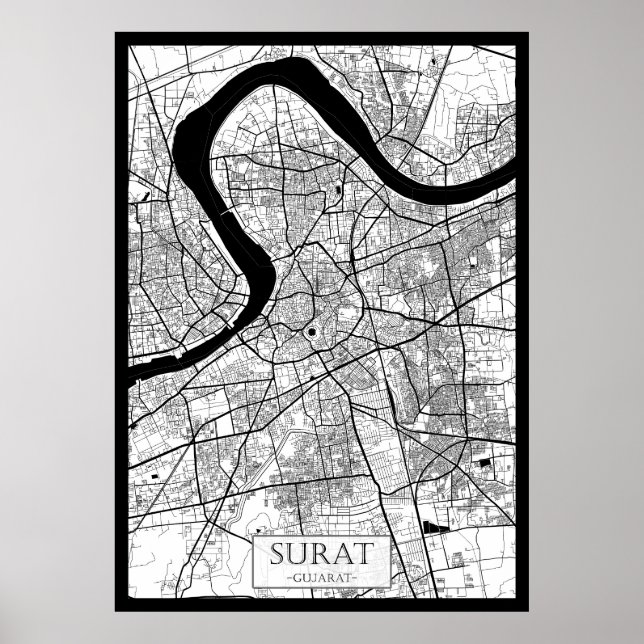 Póster Mapa de Surat Gujarat (Frente)