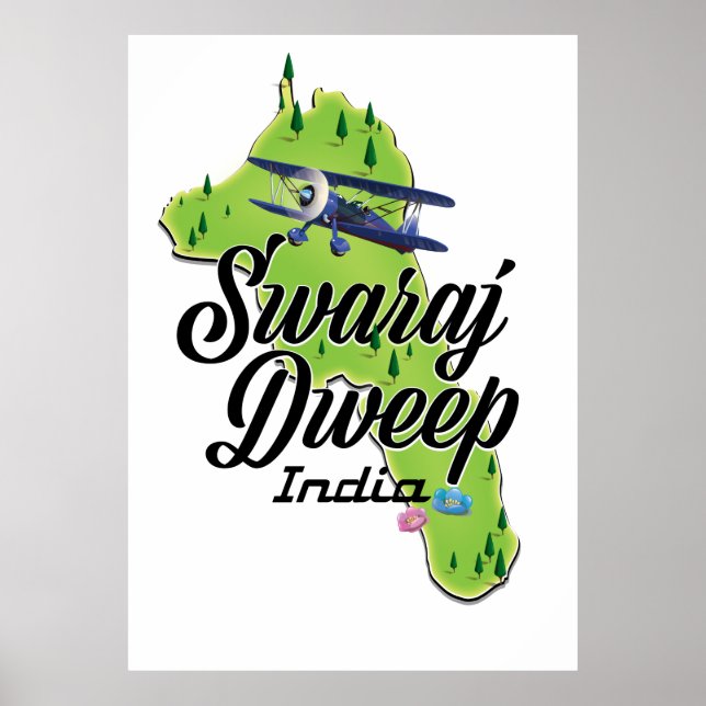 Póster Mapa de Swaraj Dweep India (Frente)